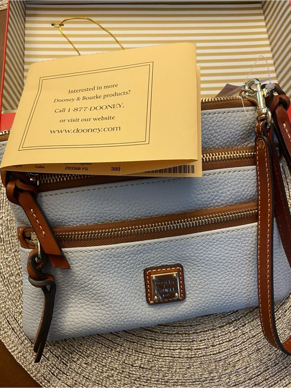 Dooney & Bourke Light gray tri zip leather gift wristlet NWT